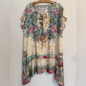 Johnny Was Seillio 100% Silk floral tunic